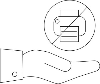 Baskıya izin verilmeyen bir sembol sunan bir el, baskı faaliyetlerine kısıtlama veya yasaklama anlamına gelir.