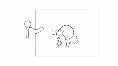 Para, vites ve sunucu içeren bir iş sunumunun basit bir tasviri. İş, finans ve strateji kavramları için ideal.