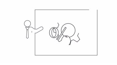 Ekranda dişli ve yüzde sembollü bir iş sunumunun basit bir tasviri.