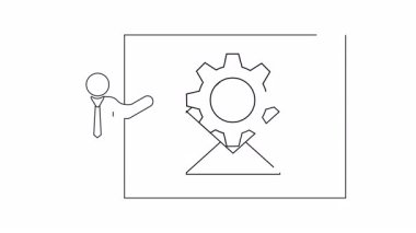 E-posta otomasyon konsepti sunan bir adamın ana hatları. Sunumlar, dersler ve eğitim içeriği için ideal.