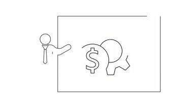 Finansal mekanizmalar üzerine bir sunum, bir dişli ve dolar sembolü, iş görüşleriyle.