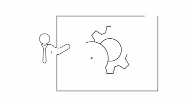 Zaman yönetimi ve verimliliği simgeleyen, saat ve teçhizatlı bir tahtayı gösteren basit bir sunucu çizimi.