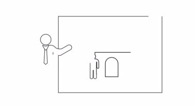 Bir emlakçının basit bir çizgisi ev simgesini sunar, sunumlar veya eğitim materyalleri için uygundur.