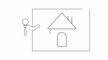 Ev sunan bir emlakçının basit bir sanat animasyonu. Açıklayıcı videolar veya sunumlar için mükemmel.