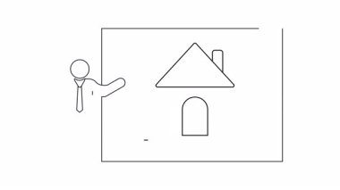 Ana hatlarıyla belirlenmiş bir simge olarak sunulan akıllı ev sisteminin animasyon izah edicisi. Teknoloji, yenilik ve modern yaşam kavramları için mükemmel..