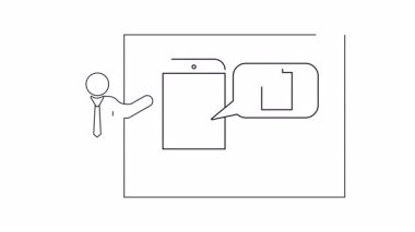 Mobil uygulama kontrol listesi sunumunun canlandırılmış taslak simgesi. İş, teknoloji veya eğitim videoları için harika.