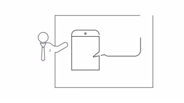Mobil zaman yönetimi üzerine basit bir çizgi çizimi, üretkenlik ve teknolojiyle ilgili kavramları resmetmek için mükemmel.