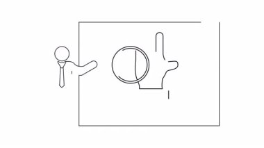 Avuç içi ya da detaylı analiz kavramları için ideal bir büyüteç altında bir elin yer aldığı bir sunum. Eğitim veya iş bağlamları için uygundur.