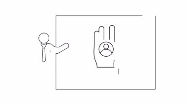 Bir el ikonu, iş stratejisini, takım çalışmasını ve insan kaynaklarını simgeleyen bir sunum. Kurumsal eğitim ve İK materyalleri için ideal.