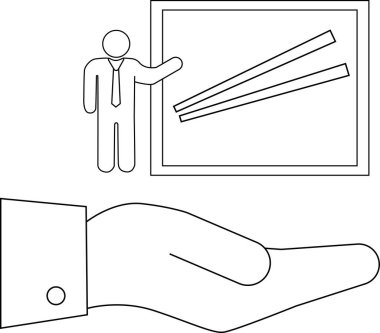 Elle destek ve rehberlik sunan, başarıya ulaşmada yardım ve uzmanlığı simgeleyen bir iş sunumu kavramı.