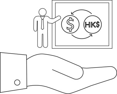 Bir kişi döviz kurlarını el desteği ile sunarak iş dünyasındaki mali rehberliği ve istikrarı sembolize eder..