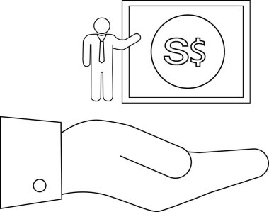 Yatırım ve ekonomik büyümeyi sembolize eden Singapur Doları 'nın açık elle sunulduğu bir mali sunum.