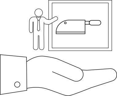 Bir el, satırı bir iş adamının çerçevede sunmasıyla riskli bir iş teklifi ya da tehlikeli bir anlaşma öneriyor..