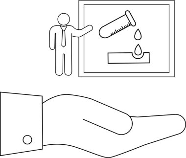 Elle tutulan bir materyale aşındırıcı bir maddenin etkisini gösteren bir kişi..