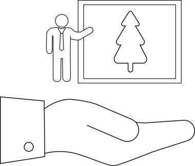 Ağaç diyagramını temsil eden bir kişi, çevresel korumayı sembolize ediyor, elinde tutuyor, doğaya karşı bakım ve sorumluluğu temsil ediyor..