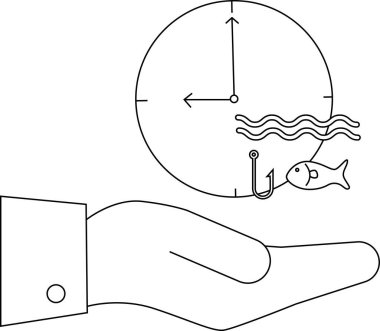 Balık oltası ve balıkla vakit geçirmek, zamanın değerli olduğunu gösterir..