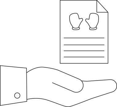 Eldivenli bir illüstrasyon ile bir belgeyi sunan bir el, sıcaklığı ve özeni simgeliyor..