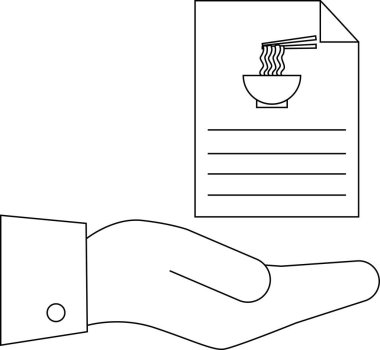 Bir el erişte tarifi sunar. Mutfak rehberliğini ve lezzetli yemekleri sembolize eder. Yemek blogları ve yemek dersleri için mükemmel..