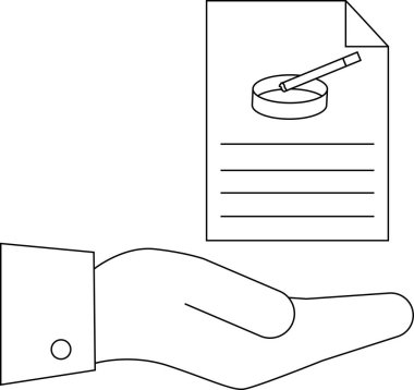Bir el, sigarayı inceleyen, sigara alışkanlıklarının araştırılmasını veya analizini sembolize eden bir büyüteç içeren bir belge sunar..