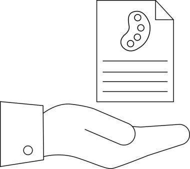 Bir el, yaratıcılığı ve sanatsal ifadeyi sembolize eden bir boya paleti içeren bir belge sunar. Tasarım, sanat ve yaratıcı projeler için ideal.