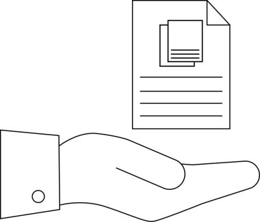Bir el, iş tekliflerini, teklifleri veya bilgi paylaşımını sembolize eden belgeler sunar. Çok yönlü kullanım için temiz, minimalist tasarım.