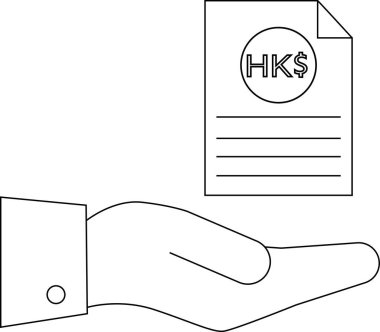 Hong Kong Doları sembollü bir el, Hong Kong 'daki mali yardım, yatırım veya ticari işlemleri temsil ediyor..