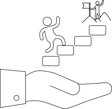 Bir kişinin, bir dağ zirvesine tırmanırken, bir el desteği sunması, büyümeyi ve başarıyı simgeliyor..