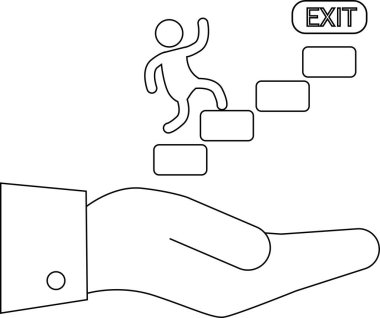 Bir el, hedefe ulaşmak için yardım ve rehberliği sembolize ederek, bir çıkışa doğru merdivenleri tırmanan kişiyi destekler..