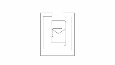 Bir akıllı telefon üzerinde bir e- posta simgesini gösteren, dijital iletişim ve bilgi yönetimini temsil eden basit bir satır çizimi.