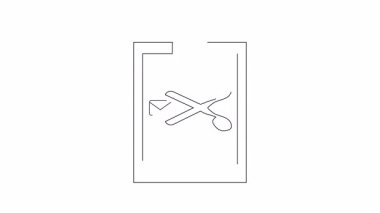 Basit bir animasyon, makasın bir pano üzerinde e-posta kesmesini, e-posta yönetimini veya silmeyi sembolize ettiğini gösteriyor. Açıklık için minimalist tasarım.