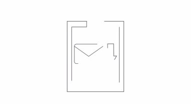 Bir panoya bir e- posta indirme simgesinin minimalist bir çizgisi çizimi, iş veya teknoloji temaları için mükemmel.