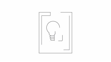 Ampulün basit bir çizimi ve bir panoya açık kilit, kilitlenmemiş fikirleri ve fikri özellikleri sembolize eder.