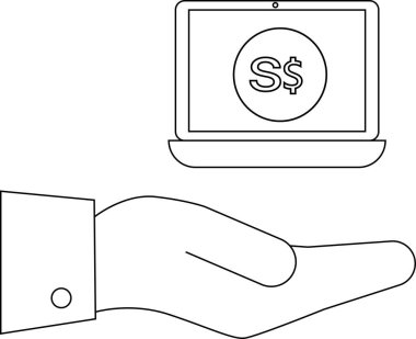 Singapur Dolar sembolünü gösteren, Singapur 'daki online yatırım fırsatlarını ve finansal büyümeyi temsil eden bir el bilgisayarı..