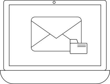 Bir e-posta simgesini gösteren, dijital iletişimi, teknolojiyi ve çevrimiçi yazışmaları sembolize eden bir laptop. E- posta pazarlaması, bildirimler ve dijital mesajlaşma için mükemmel.