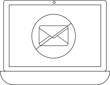 E- posta sembolü olmayan, dijital iletişim sorunlarını temsil eden veya elektronik yazışmalara ara veren bir dizüstü bilgisayar.