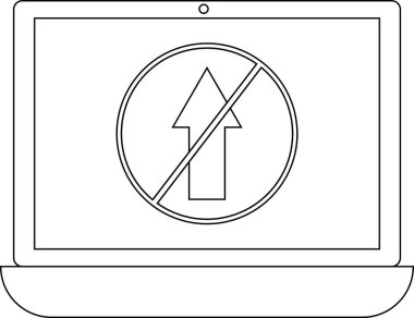 Bir dizüstü bilgisayar ekranı, dosya ya da veri yükleme ile ilgili bir sorun ya da kısıtlama gösteren engellenmiş bir gönderme sembolü gösterir.