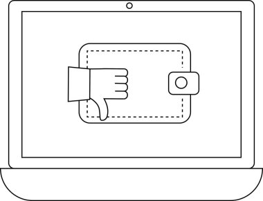 Bilgisayardaki ekranda, harcamalar ya da yatırımla ilgili onaylanmamış, reddedilmiş ya da olumsuz geri bildirimi temsil eden bir cüzdan gösteriliyor.