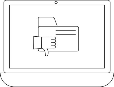 Dizüstü bilgisayar ekranı, dosyayı ya da veriyi onaylamadığını ya da reddettiğini gösteren bir dizin simgesi gösterir.