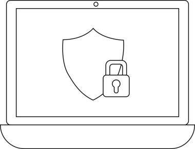 Siber tehditlere karşı dijital güvenlik ve korumayı sembolize eden, veri gizliliği ve çevrimiçi güvenliği güvence altına alan bir bilgisayar..