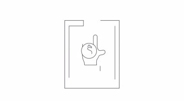 Kağıt üzerinde para tutan bir elin basit bir çizimi mali raporları ve iş analizlerini sembolize ediyor..