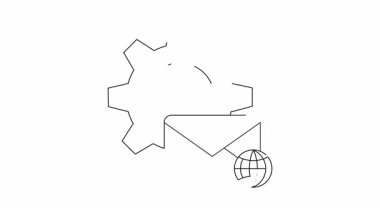 Bir e-posta otomasyon ikonunun basit bir animasyonu. Bir dişli, zarf ve dünya çizgisi var. Teknoloji, iş ya da iletişim projeleri için mükemmel.