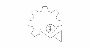 Bir dişli, e- posta iletisi ve ayarlar sembolü içeren bir canlandırma simgesi, e- posta otomasyon kavramlarını göstermek için mükemmel.