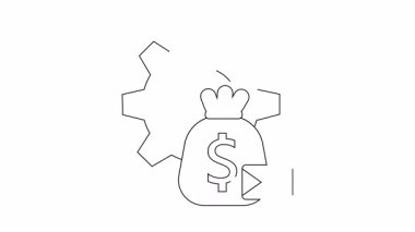 Bir dişlinin canlandırılmış simgesi, dolar işareti olan para çantası ve mali mühendisliği ve ilgili kavramları sembolize eden bir zarf..