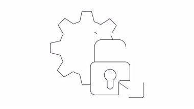 Güvenlik ayarları için canlandırılmış dişli, kilit ve e- posta simgesi, teknoloji ve işle ilgili içerik için mükemmel.