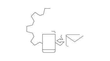 Mobil uygulama ayarları ve e-posta iletişimini tasvir eden basit bir çizgi çizimi, teknoloji veya işle ilgili içerik için uygundur.