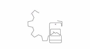 Bir dişli, telefon ve e-posta simgesinin basit bir animasyonu, mobil uygulama ayarları ve iletişimi sembolize eder.