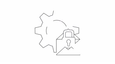 Teçhizat, zarf ve asma kilit içeren güvenli e-posta yapılandırmasını simgeleyen simge. E- posta güvenlik ayarlarını ve korumayı simgeler.