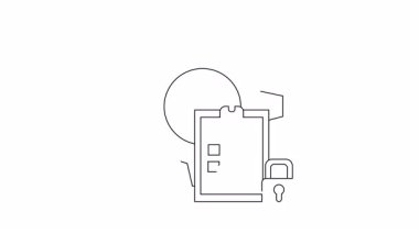 Veri koruma ve sistem bütünlüğünü bir dişli, pano ve asma kilit simgesi ile vurgulayan bir güvenlik kontrol listesinin görsel temsili.