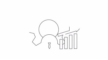 Animated illustration of a gear, person icon, and rising graph, symbolizing business performance improvement and optimization. Suitable for business and technology presentations.