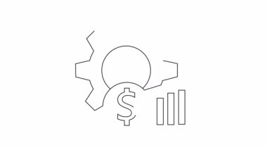 Bir dişli, dolar işareti ve yükselen çubuk grafiği finansal büyümeyi ve operasyonel verimliliği simgeliyor. İş, finans ve teknoloji içeriği için ideal.